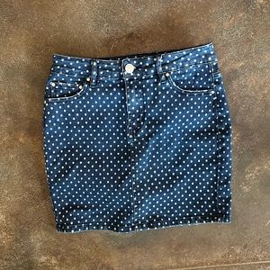 Almost famous denim mid rise juniors polka dot skirt